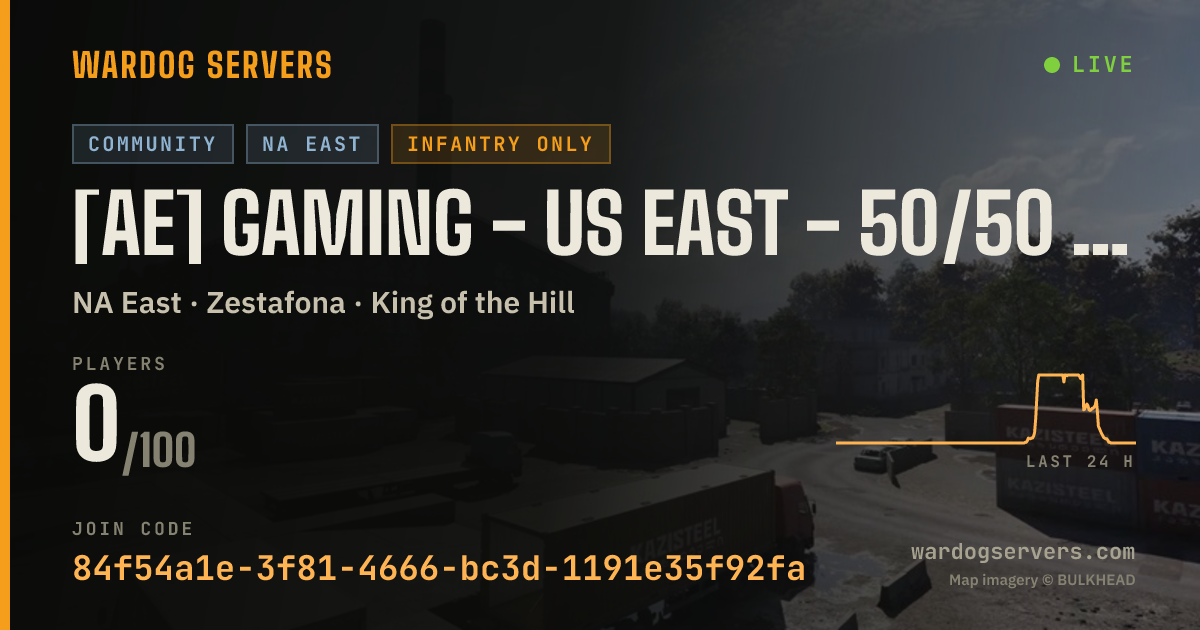 Live status banner for [AE] GAMING - US EAST - 50/50 #7 - (T) AERECRUIT.COM