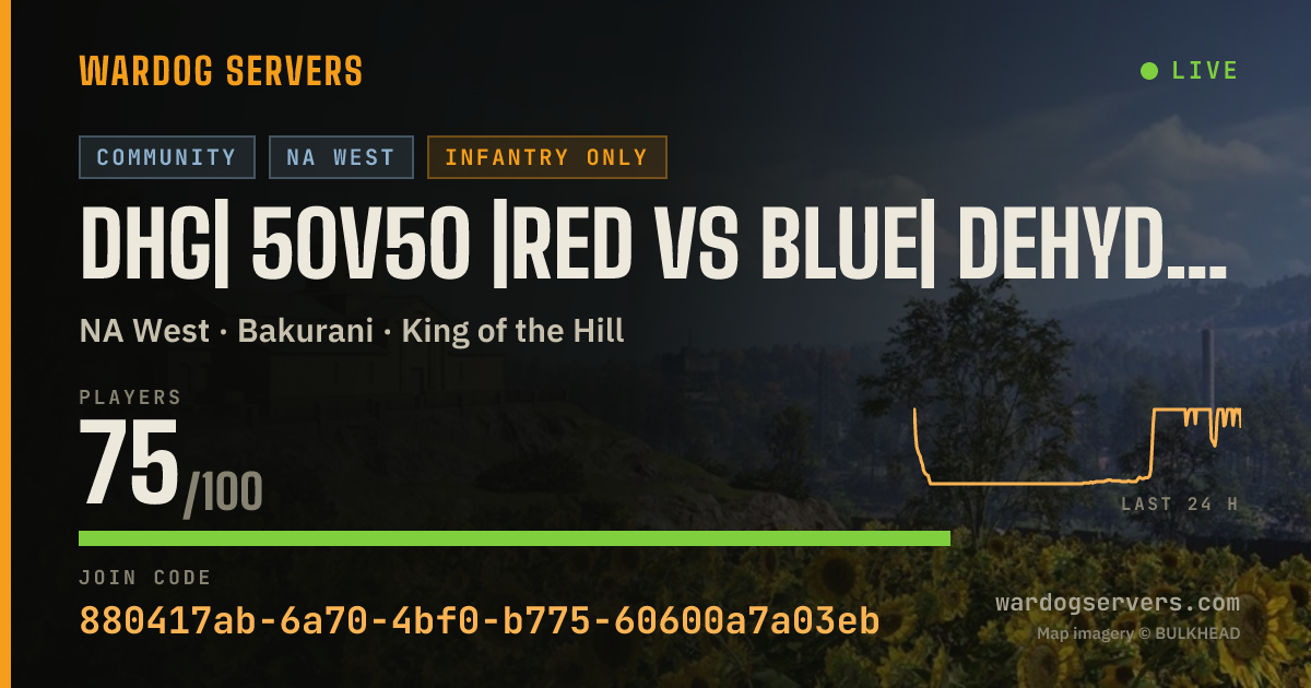 Live status banner for DHG| 50v50 |Red vs Blue| dehydratedgamers.com