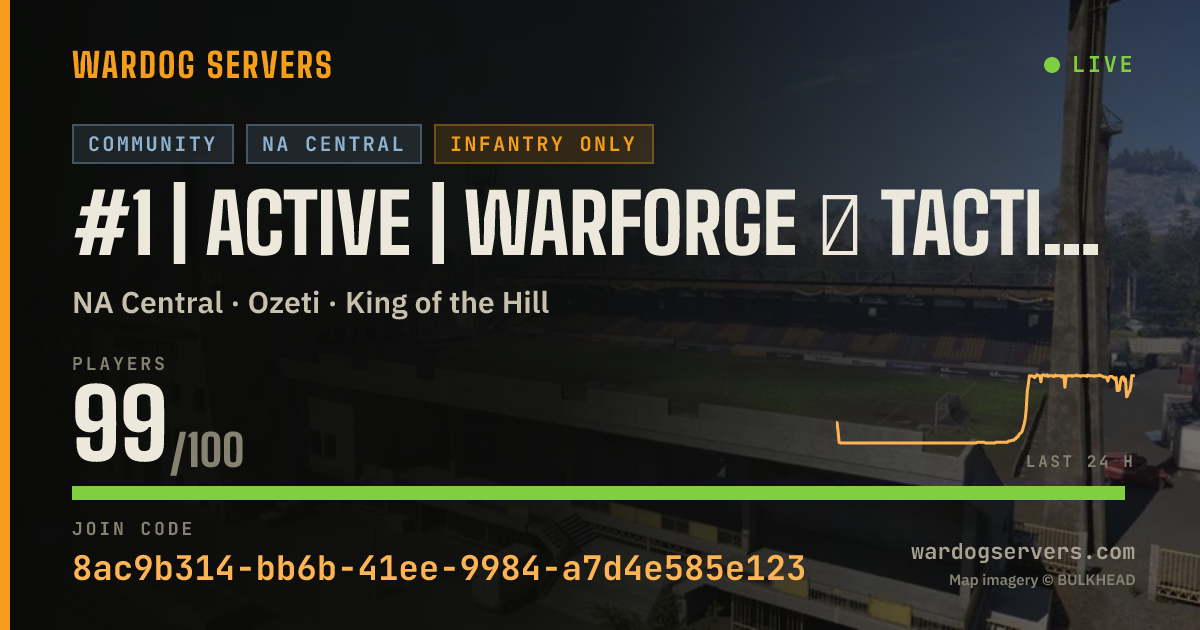 Live status banner for #1 | Active | WARFORGE ★ Tactics/Mics ★ Discord.gg/JoinWarforge