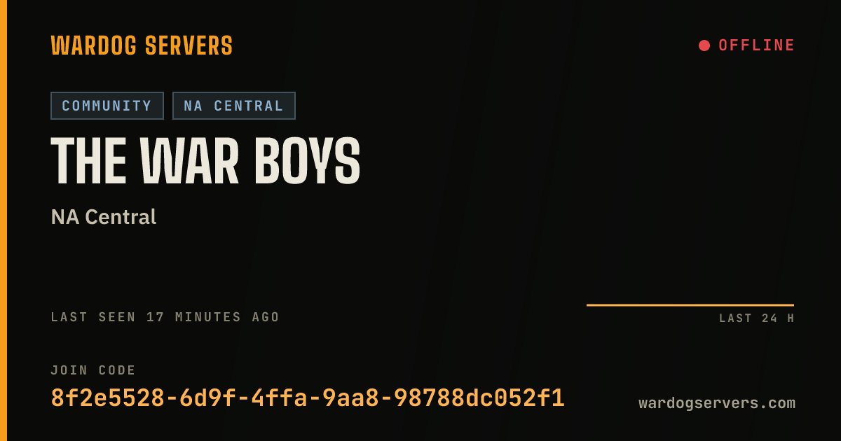 Live status banner for The War Boys