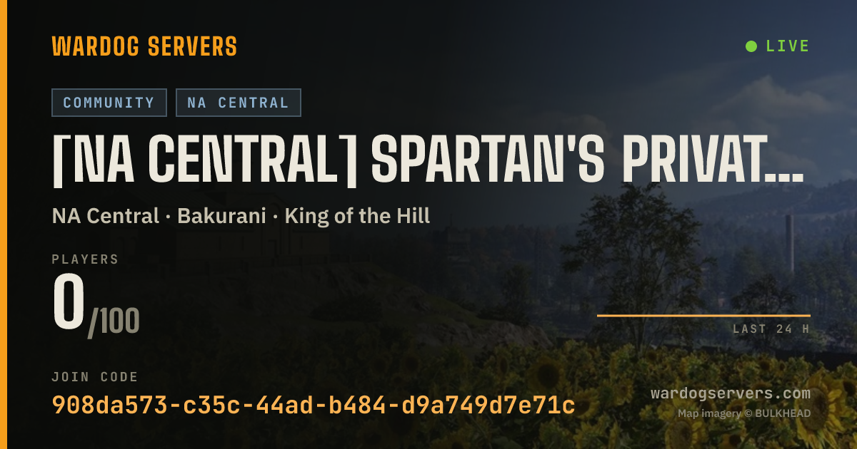 Live status banner for [NA Central] Spartan's Private Server 스파르탄 [권총전 Pistol Only]