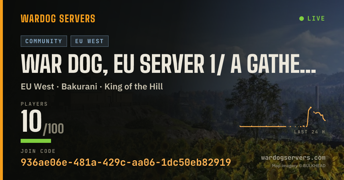 Live status banner for War Dog, EU Server 1/ a gathering place for newcomers.