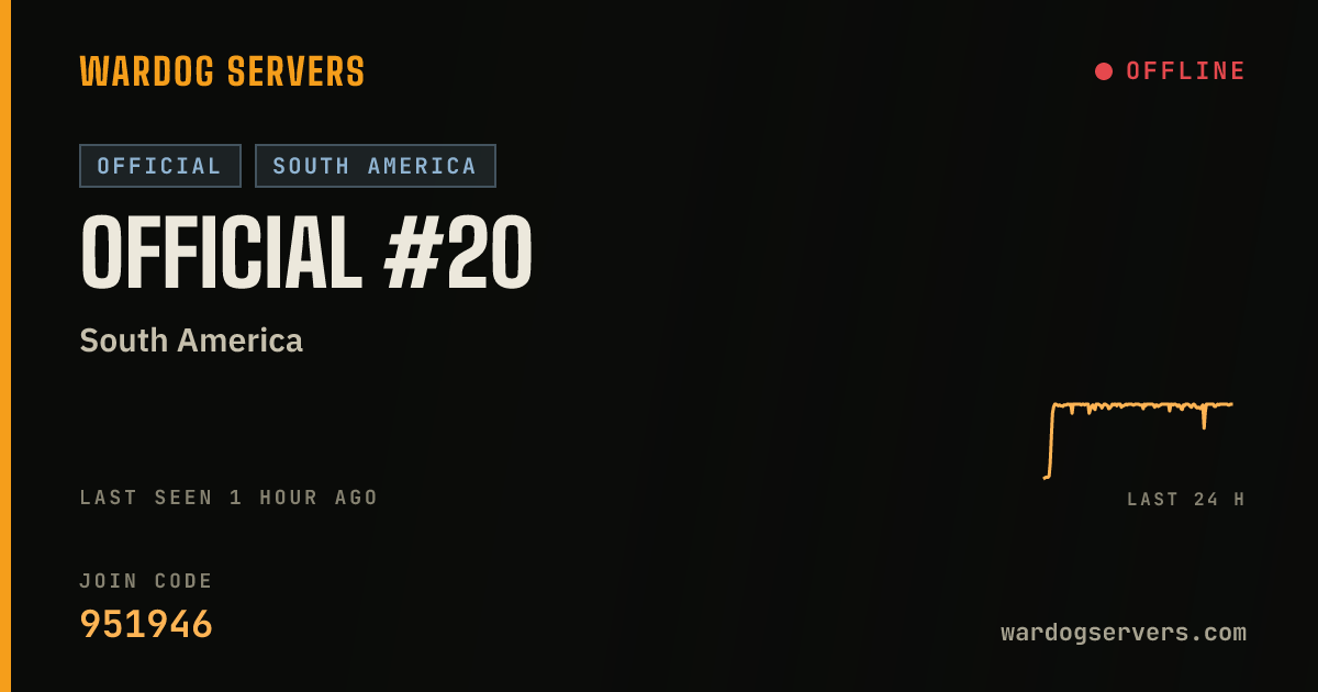 Live status banner for Official #20