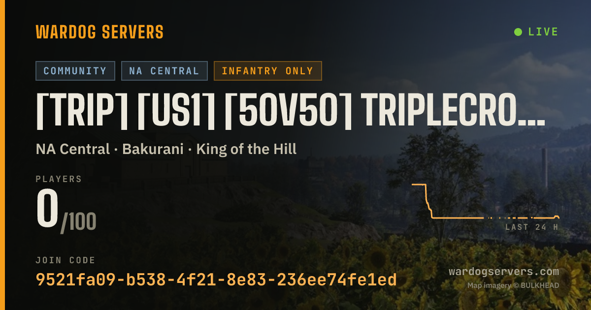 Live status banner for [TRIP] [US1] [50v50] triplecrown.gg | LIVE LEADERBOARD
