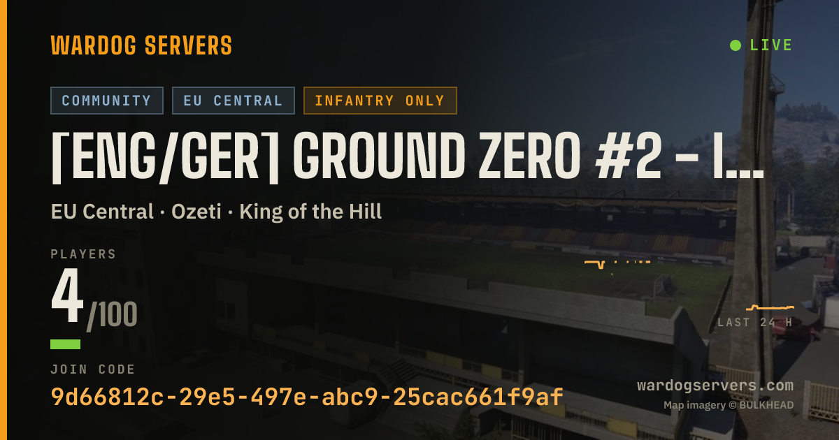 Live status banner for [ENG/GER] Ground Zero #2 - Infantry Only - Discord.gg/GZNUKE