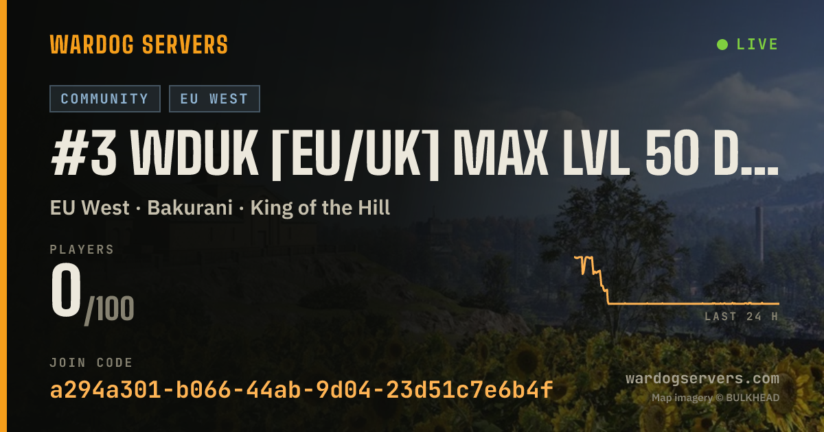 Live status banner for #3 WDUK [EU/UK] Max Lvl 50 Discord.gg/wardogsuk