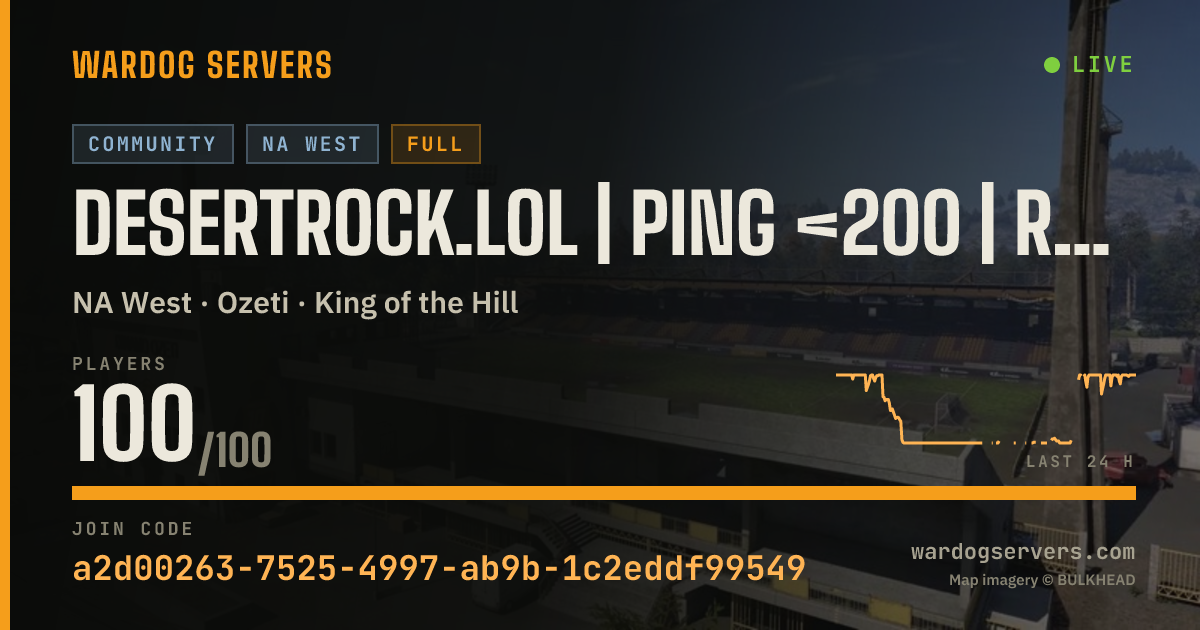 Live status banner for DesertRock.lol | Ping <200 | Rain + New Spawns |