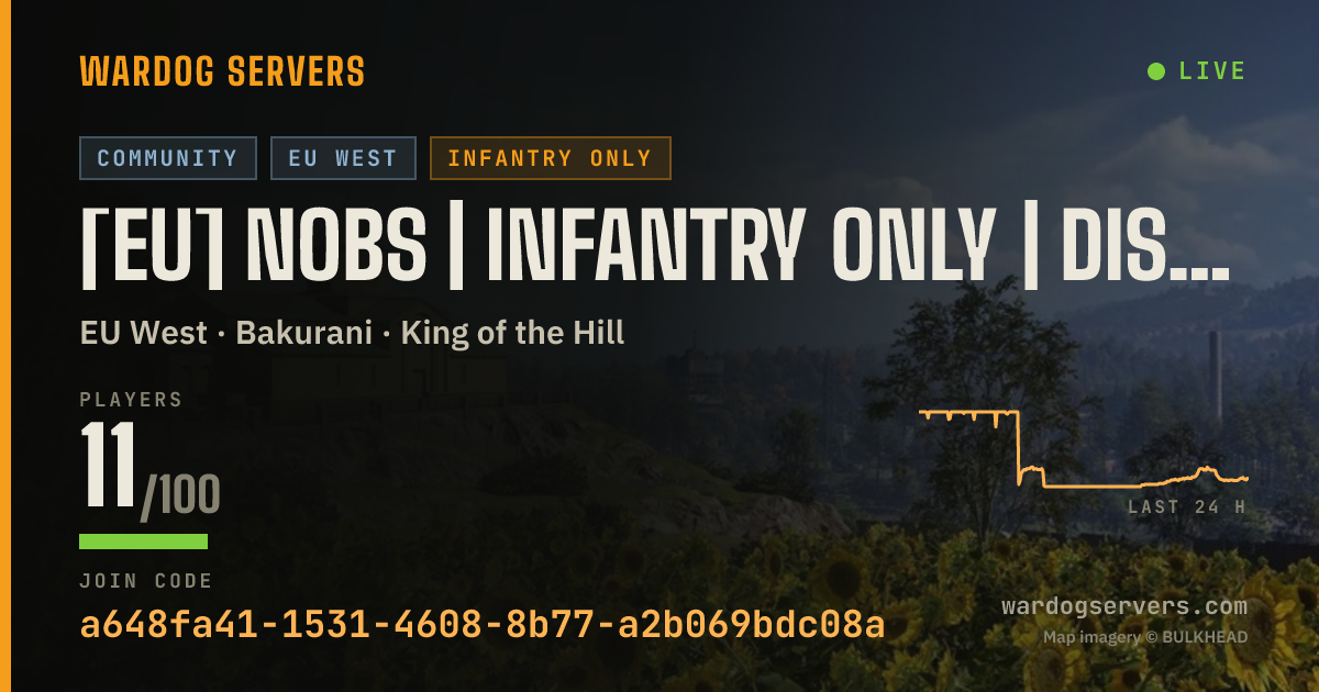 Live status banner for [EU] NoBS | Infantry Only | Discord.gg/NoBS | 170 Ping Limit