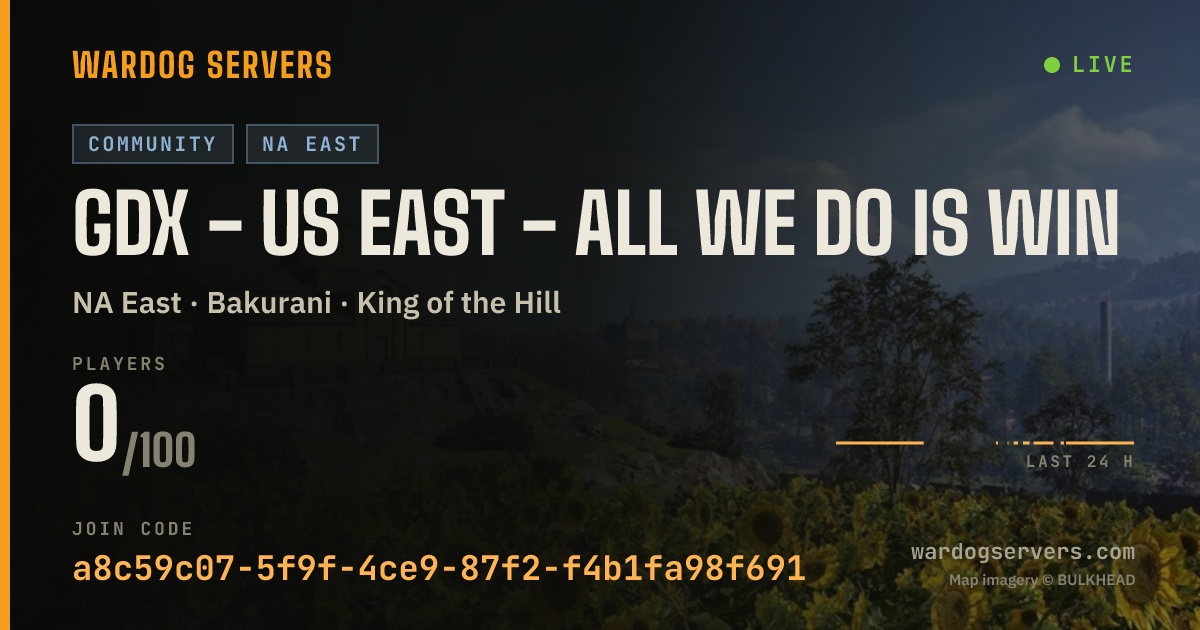 Live status banner for GDX - US EAST - All We Do Is Win