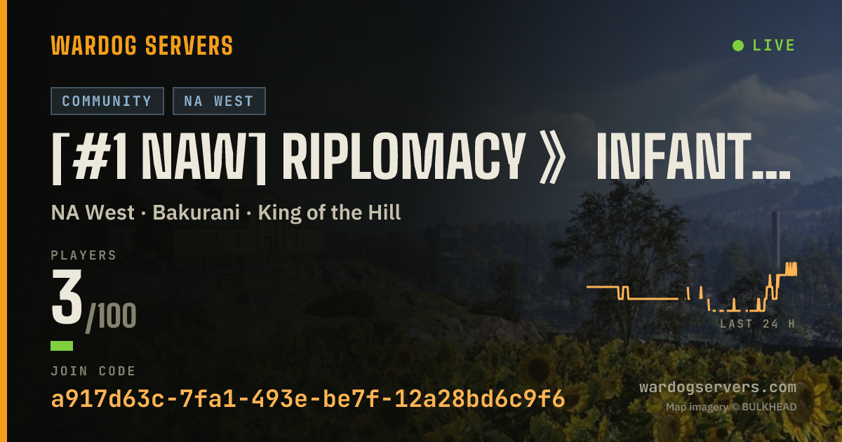 Live status banner for [#1 NAW] RIPLOMACY 》INFANTRY ONLY 》JOIN FOR FREE QUEUE SKIP!