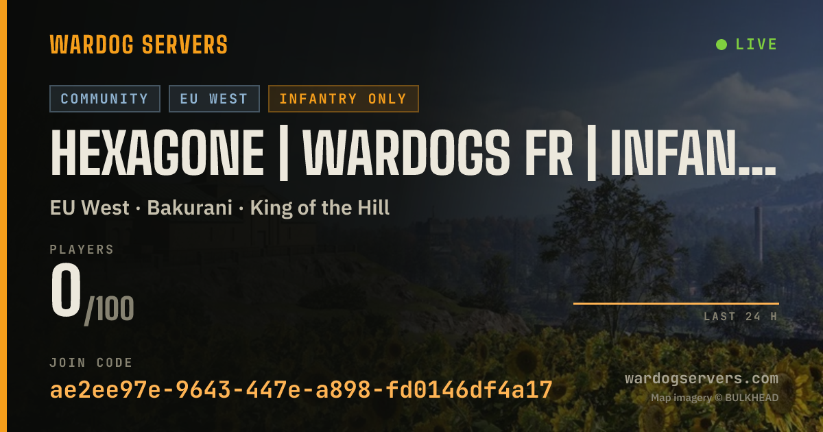 Live status banner for HEXAGONE | WARDOGS FR | INFANTRY MODE