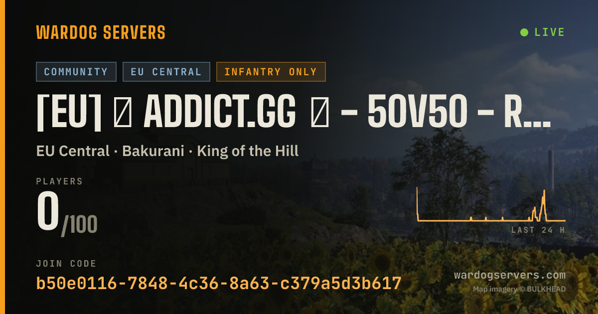 Live status banner for [EU] ⊙ ADDICT.GG ⊙ - 50v50 - Rules - Cashprize $500