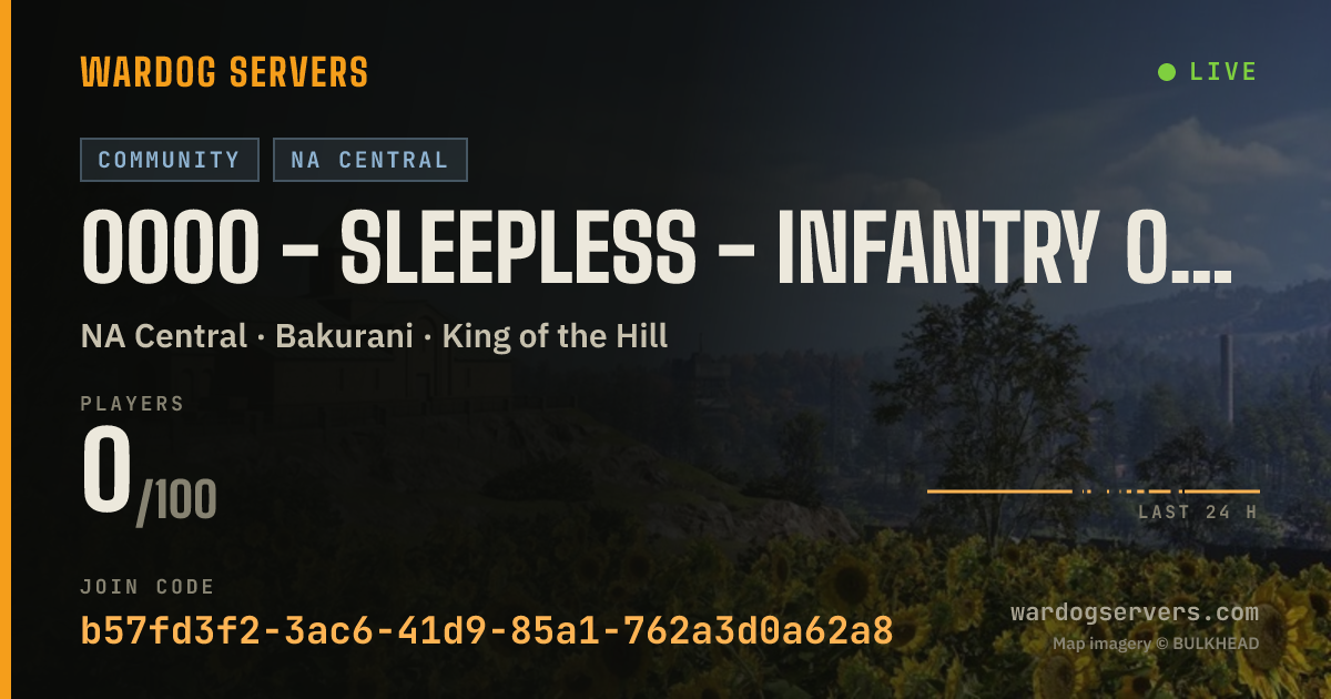 Live status banner for 0000 - Sleepless - Infantry Only - https://discord.gg/CUeHUmc