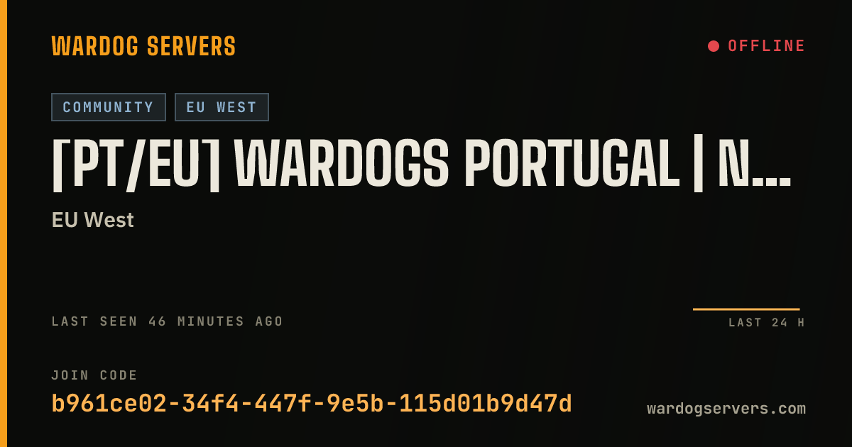 Live status banner for [PT/EU] WARDOGS PORTUGAL | New Players Welcome