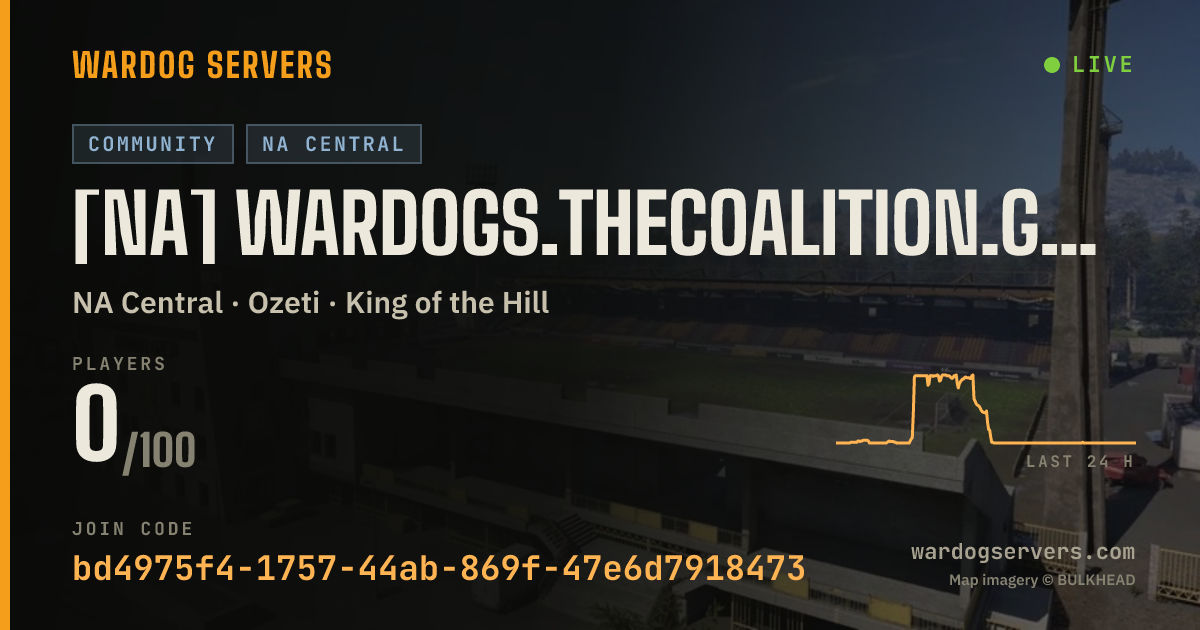 Live status banner for [NA] WARDOGS.THECOALITION.GG // Stat Tracker // All Maps