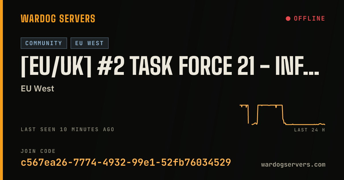 Live status banner for [EU/UK] #2 Task Force 21 - Infantry | No GL | TF21.NET