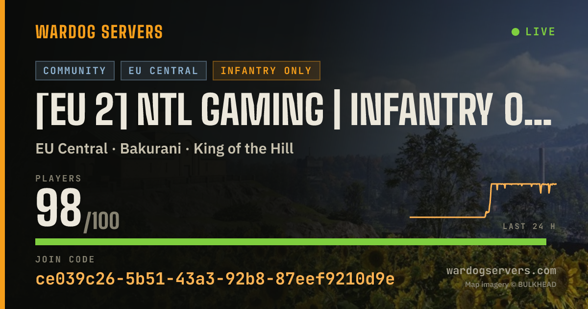 Live status banner for [EU 2] NTL Gaming | Infantry Only | discord.gg/NTLGaming