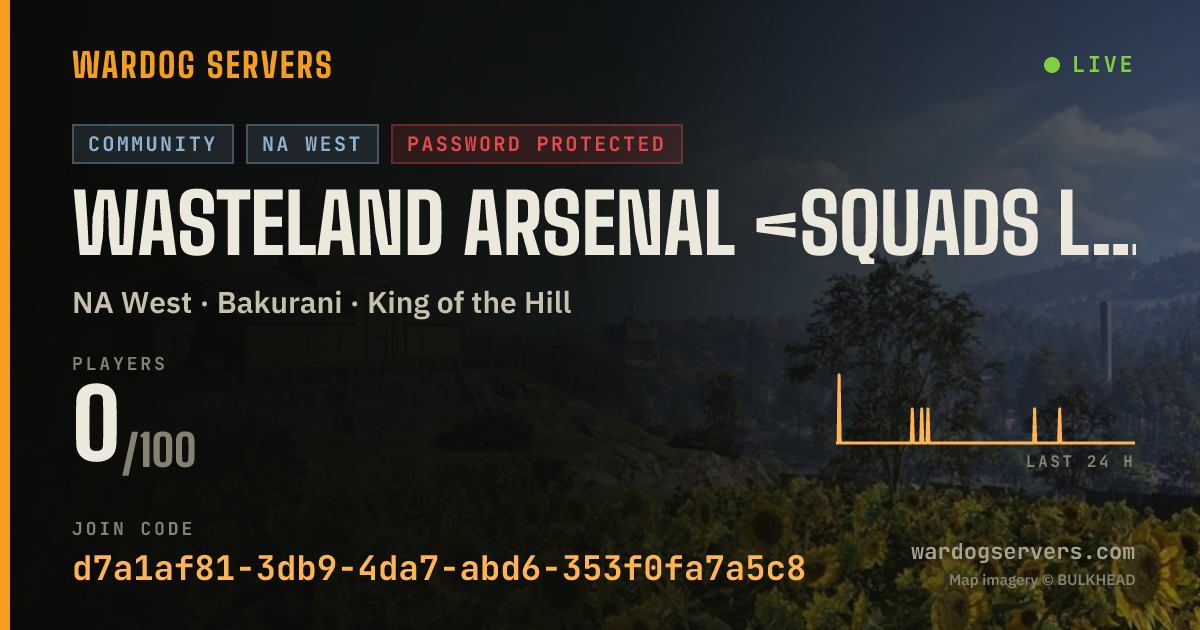 Live status banner for WASTELAND ARSENAL <SQUADS LEADER > <Command-led-ops><Millitary>