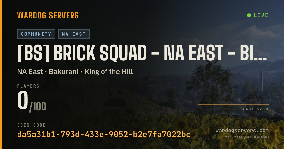 Live status banner for [BS] BRICK SQUAD - NA EAST - BIG DAWG CHILL ZONE