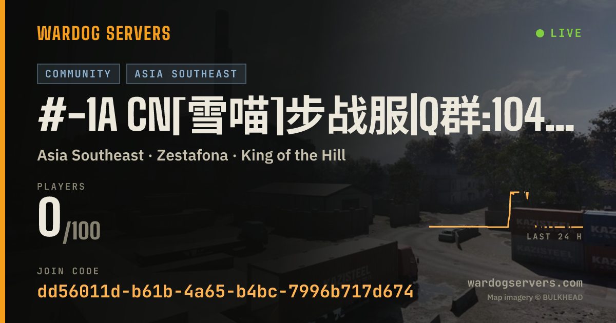 Live status banner for #-1A CN[雪喵]步战服|Q群:1040615795|动态天气|禁武装载具禁狙禁断补给|Vac墙 社区联Ban