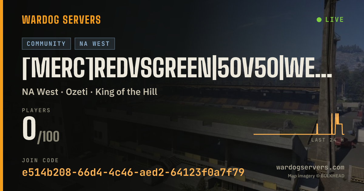 Live status banner for [Merc]RedvsGreen|50v50|West|Discord.gg/m3rc