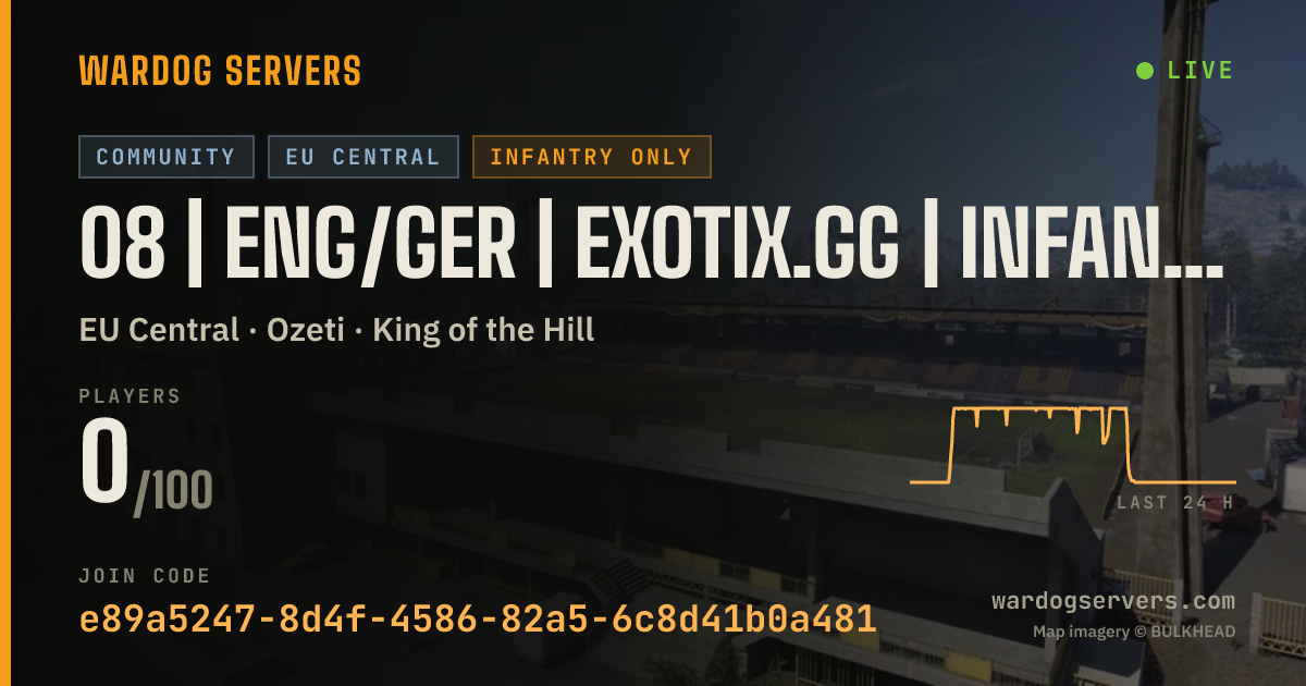 Live status banner for 08 | ENG/GER | EXOTIX.GG | INFANTRY LONG | 00-00-00