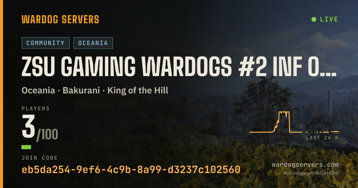 Live status banner for ZSU Gaming Wardogs #2 INF ONLY | PRIORITY QUEUE @ ZSU.GG