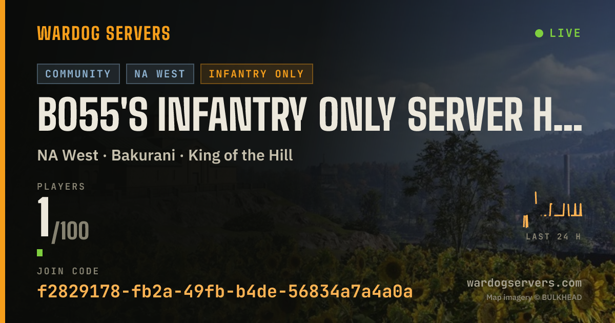 Live status banner for B055's Infantry only server https://discord.gg/JuBEjCNhf3