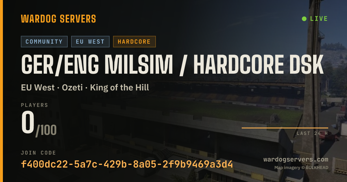 Live status banner for Ger/Eng Milsim / Hardcore DSK