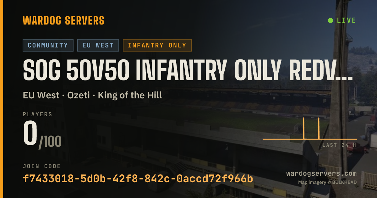 Live status banner for SOG 50V50 Infantry Only RedVSGreen NO GLHELi (ADMINS)+5% XP/CASH