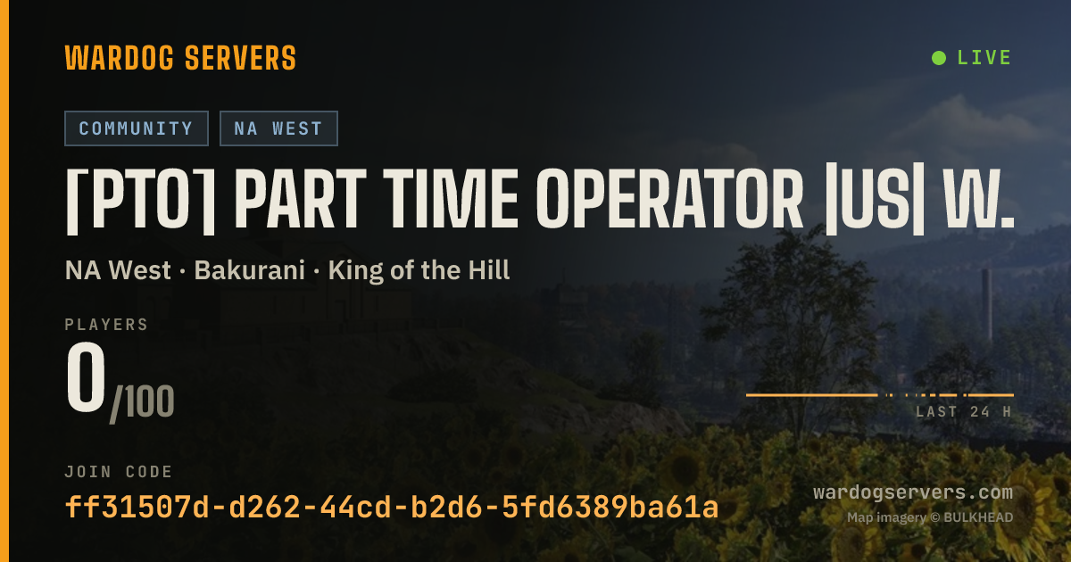Live status banner for [PTO] PART TIME OPERATOR |US| WEST 100 PLAYER