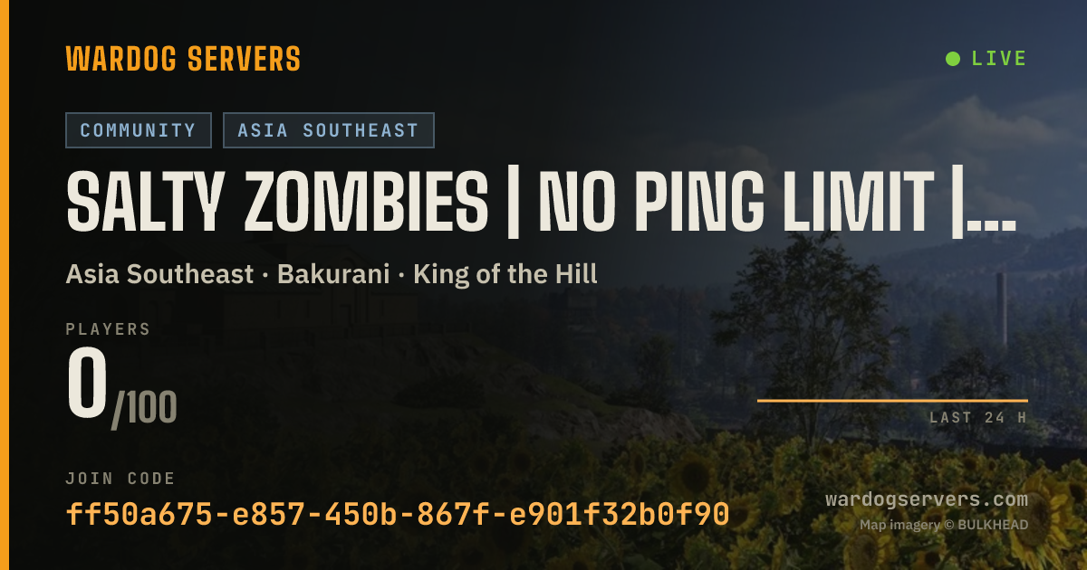 Live status banner for SALTY ZOMBIES | NO PING LIMIT | ENGLISH | 24/7 ADMINS