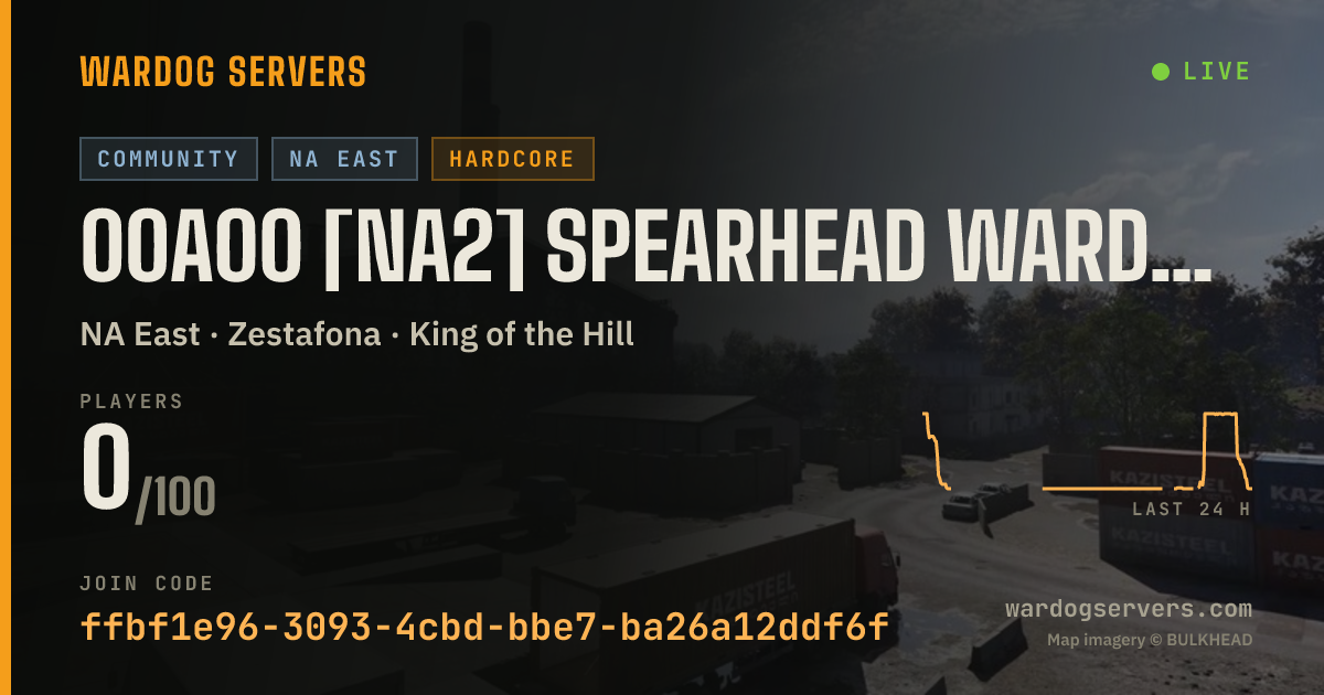 Live status banner for 00A00 [NA2] SpearHead Wardogs UHC |Discord.gg/spear-head