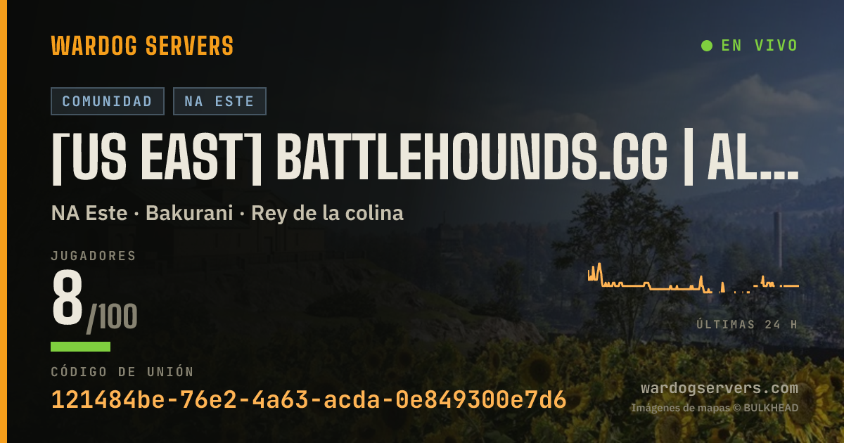 Banner de estado en vivo de [US EAST] BATTLEHOUNDS.GG | ALL MAPS | LEVEL 50 MAX