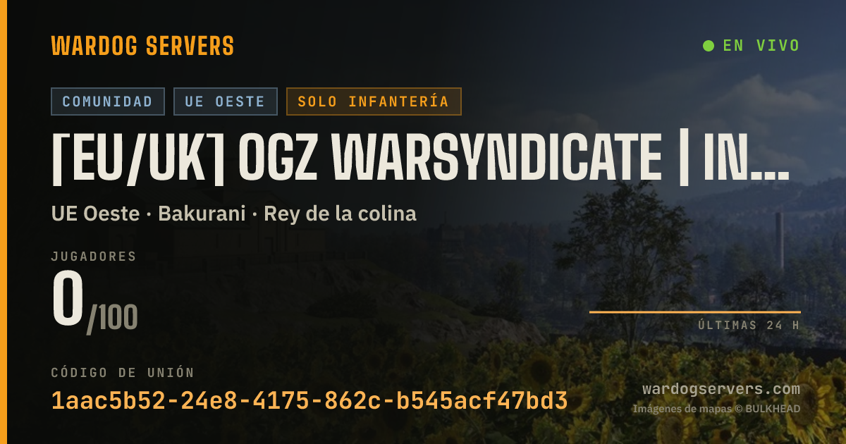 Banner de estado en vivo de [EU/UK] OGz WarSyndicate | INF ONLY 24/7 | 50v50