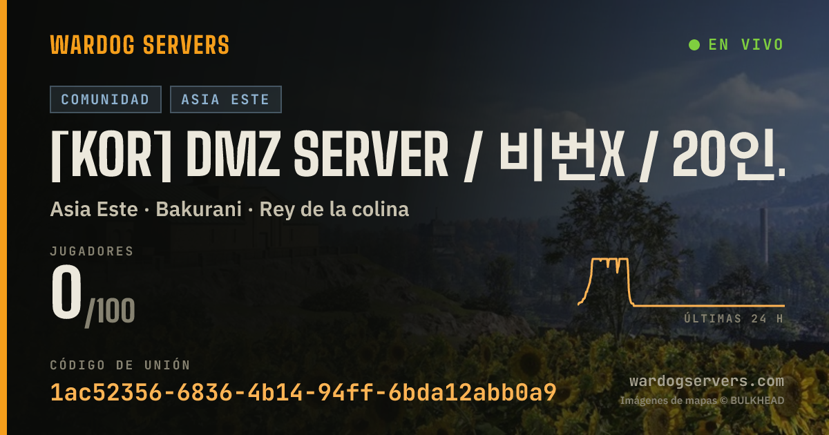 Banner de estado en vivo de [KOR] DMZ SERVER / 비번x / 20인 시작 / 규칙->디스코드