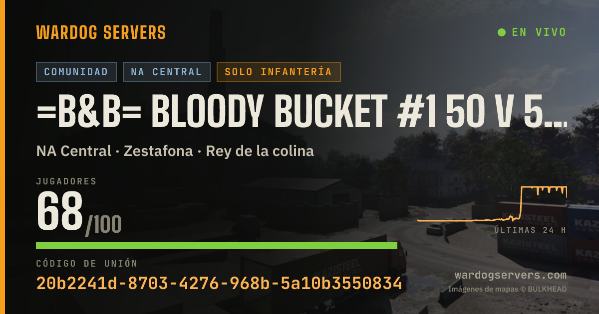 Banner de estado en vivo de =B&B= Bloody Bucket #1 50 v 50 No GL Helo - discord.gg/bbucket