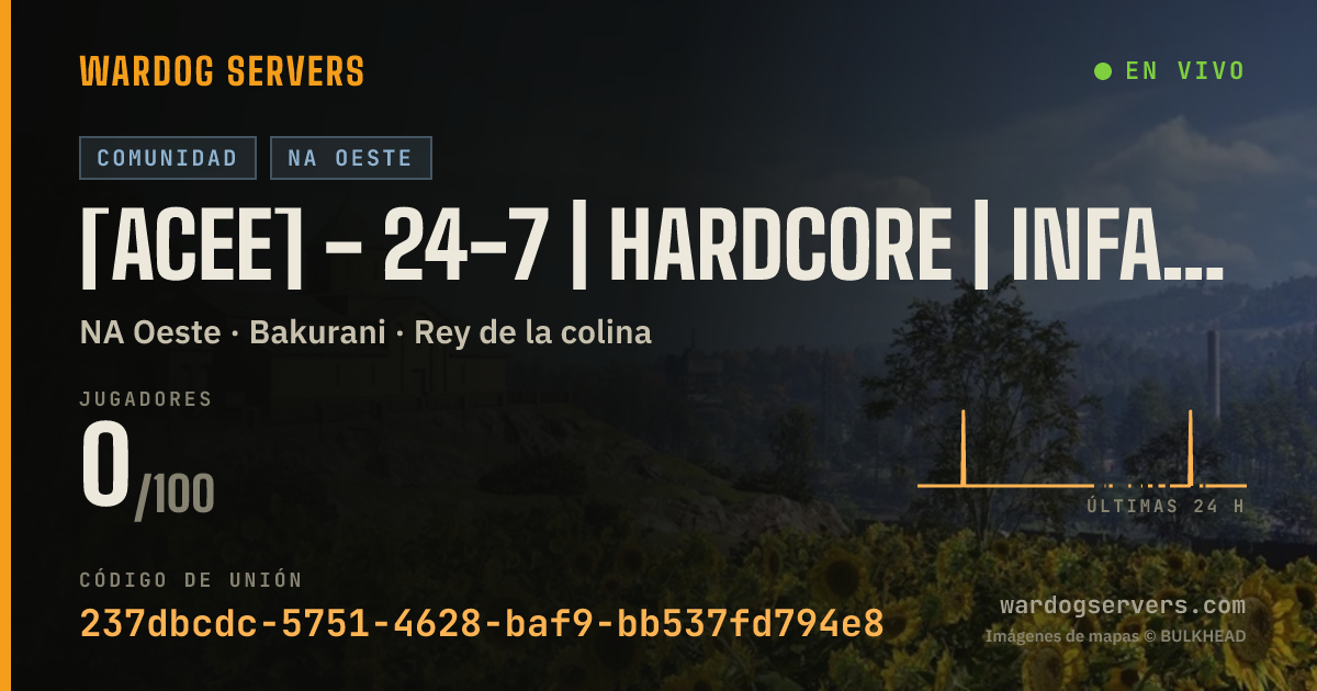 Banner de estado en vivo de [ACEE] - 24-7 | Hardcore | Infantry | 2x Cash Tick | US West
