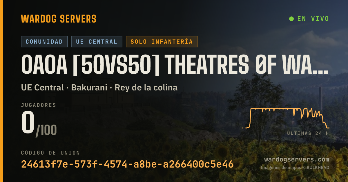 Banner de estado en vivo de 0A0A [50vs50] THEATRES ØF WAR | MAX LVL 50 | EU • GER/ENG