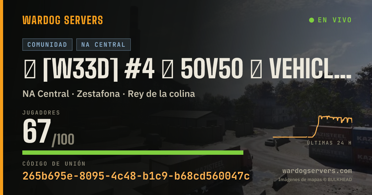 Banner de estado en vivo de ★ [W33D] #4 ★ 50v50 ★ VEHICLES ★ EXPERIMENTAL ★ Wardogs.host