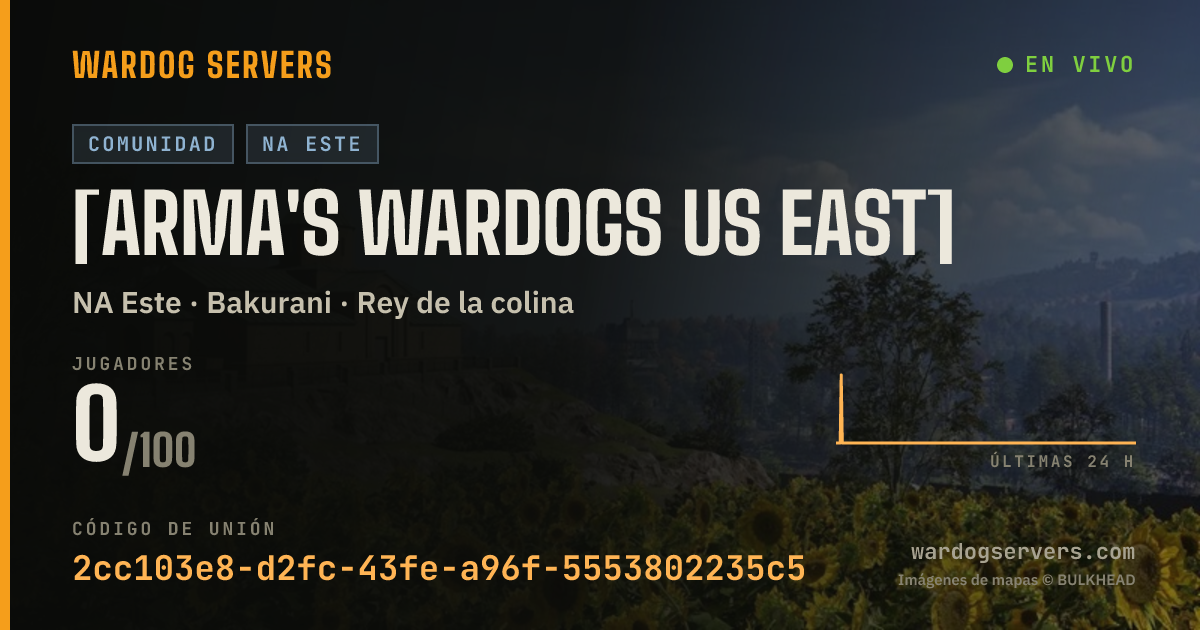 Banner de estado en vivo de [Arma's Wardogs US EAST]