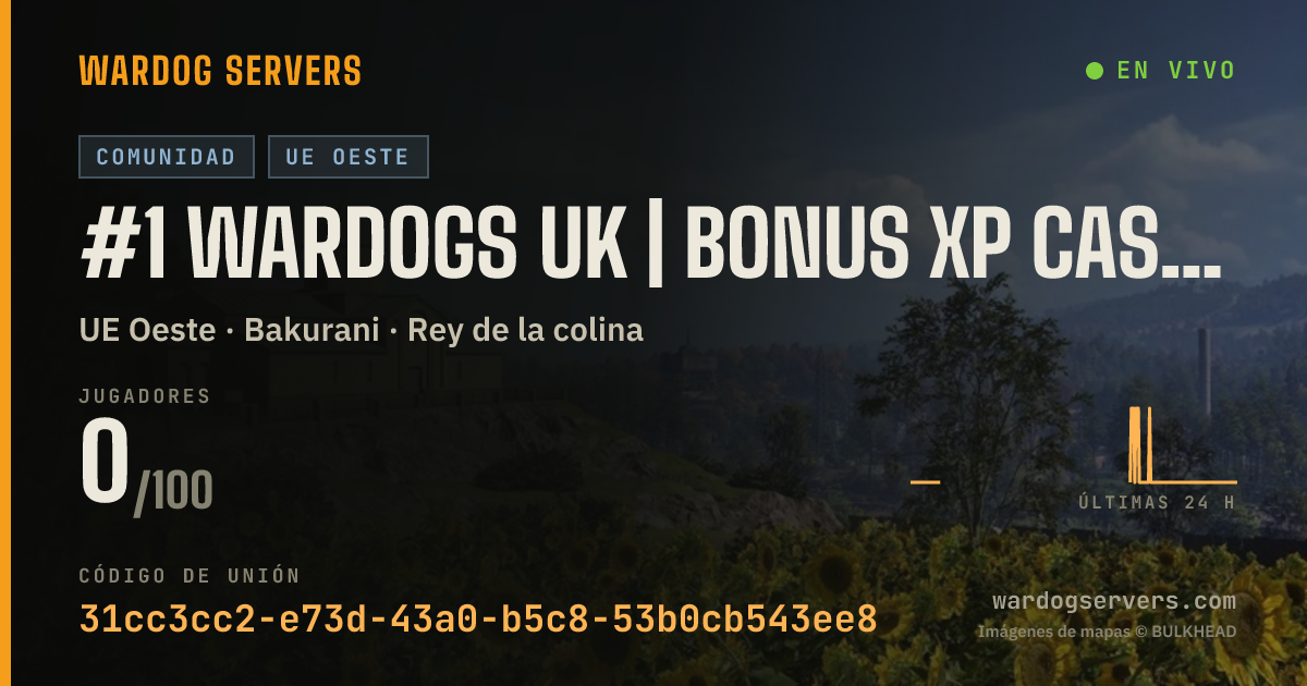 Banner de estado en vivo de #1 Wardogs UK | Bonus XP Cash | EPM-Gaming.co.uk