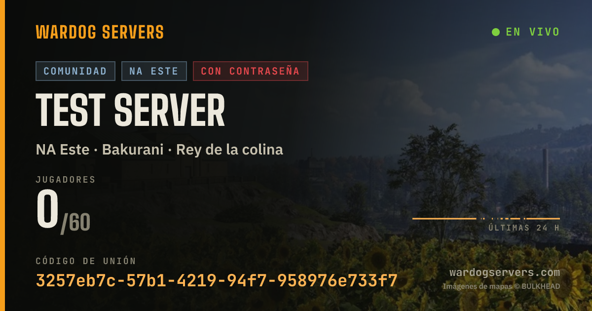 Banner de estado en vivo de Test Server