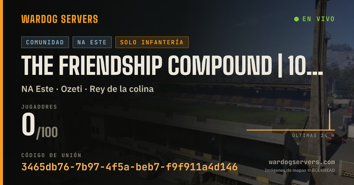 Banner de estado en vivo de The Friendship Compound | 100 Ping Max | Infantry Only