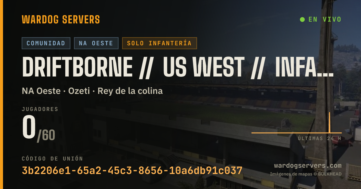 Banner de estado en vivo de Driftborne // US WEST // INFANTRY ONLY