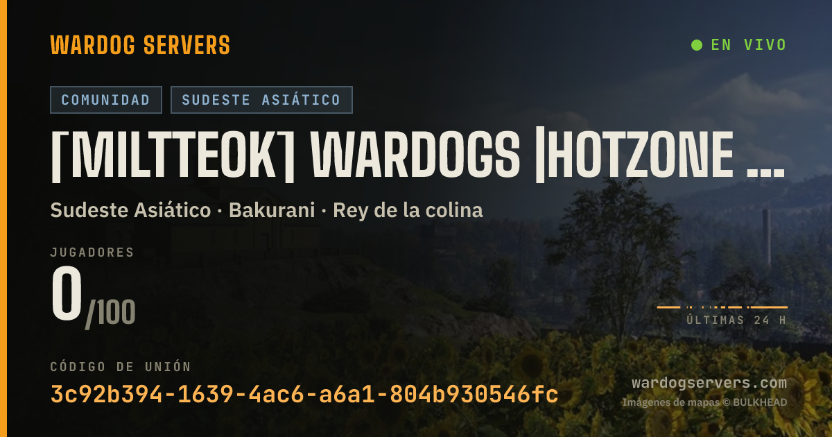 Banner de estado en vivo de [Miltteok] Wardogs |HotZone Boost| Active Admins
