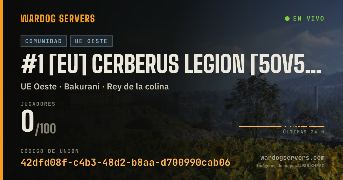 Banner de estado en vivo de #1 [EU] Cerberus Legion [50v50 New Player Friendly] dsc.gg/cbrs