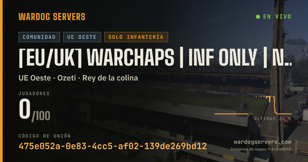 Banner de estado en vivo de [EU/UK] WARCHAPS | Inf Only | No GL Heli | Active Admins