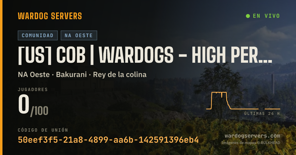 Banner de estado en vivo de [US] CoB | Wardogs - High Performance | 100 Player