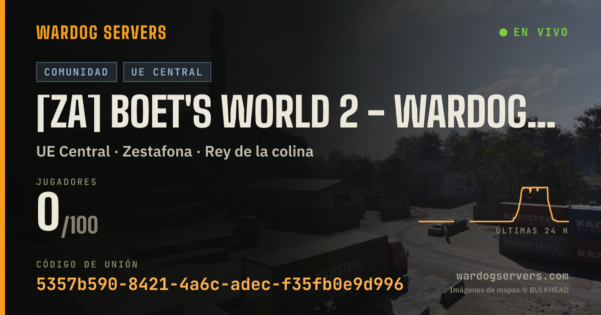 Banner de estado en vivo de [ZA] BOET'S WORLD 2 - Wardogs South Africa - NO HAVOCS